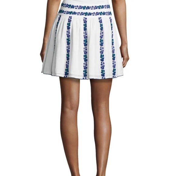 Tory Burch Alexandria Cotton Embroidered Beaded Flowy Summer Skirt - Picture 4 of 11